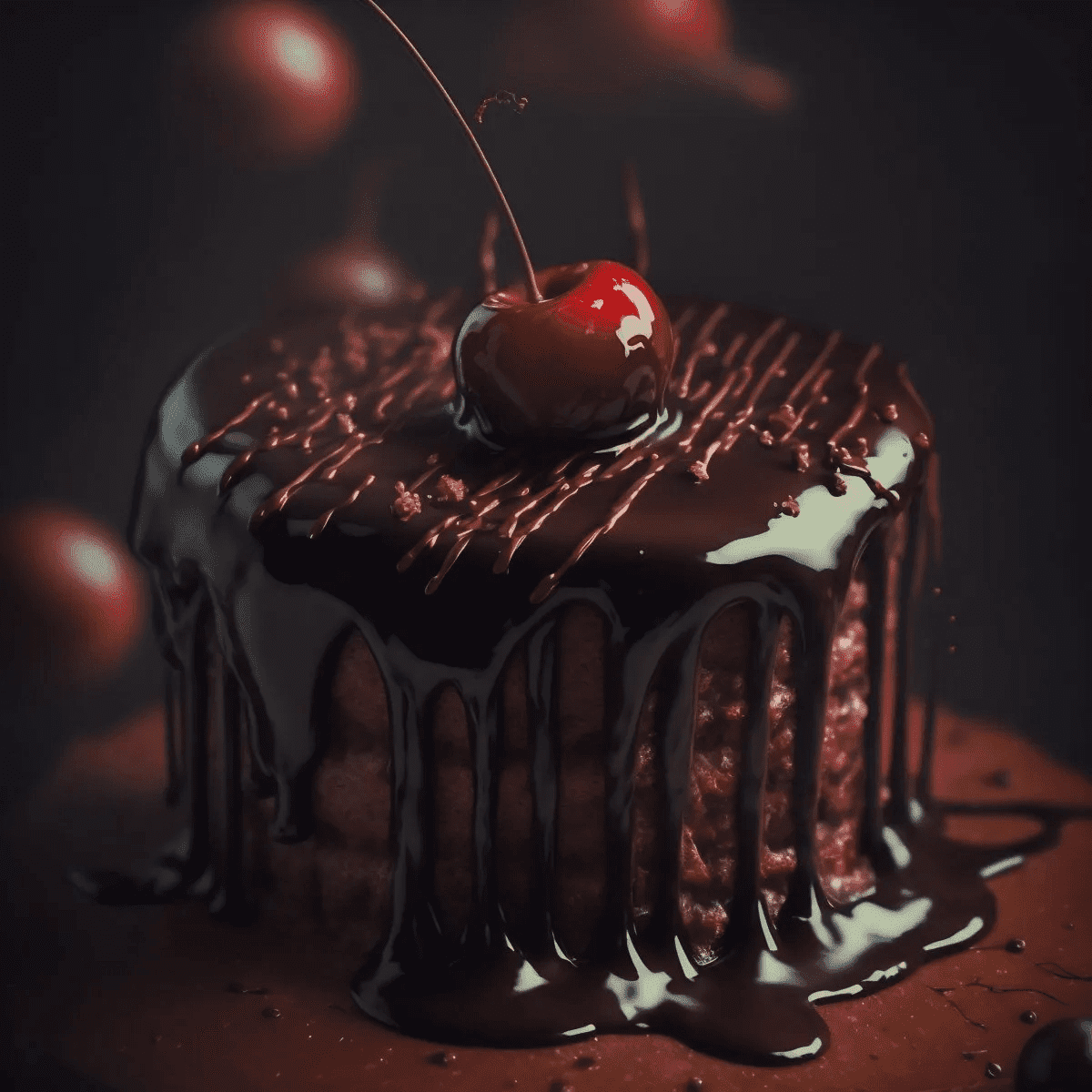 Chocolate Cake with Cherry on Top